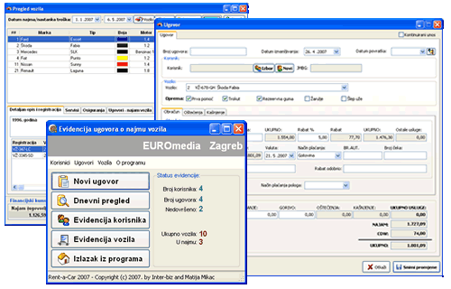 rent-a-car evidencija ugovora o najmu, euromedia nepla�eno